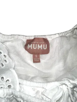 Show Me Your Mumu Girly White Eyelet Ruffle Square Neck Cotton Crop Top SMALL thumbnail 5
