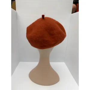 Women’s Rust Orange Wool Felt Beret Hat French Parisian Vintage Style Unbranded thumbnail 5
