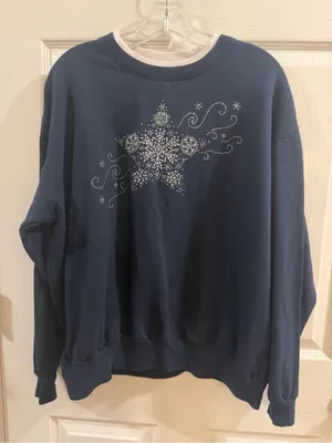Morning Sun XL Navy Blue Snowflake Star Sweatshirt thumbnail 1