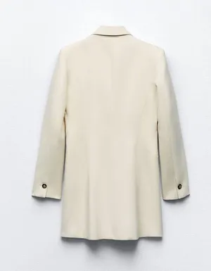 Zara blazer long jacket beige double breasted casual business thumbnail 6