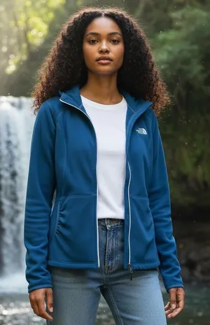 The‎ North Face Womens Blue Full Zip Fleece Hoodie Jacket XL NF0A3LPD thumbnail 1