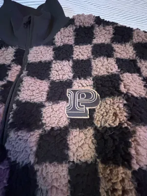 PINK Checkered Fleece Pullover thumbnail 2