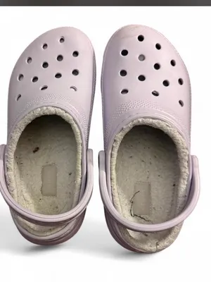 Crocs Classic Lined Clogs in a lavender or purple color W/7 thumbnail 1