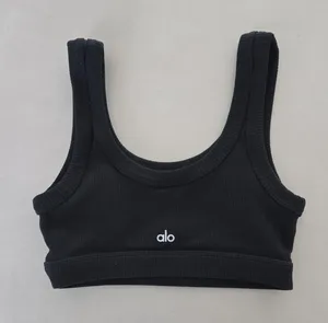 Alo Black Ribbed Wellness Slort Bra Size S thumbnail 1