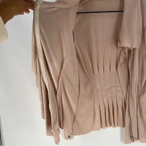 Elegant Lightweight‎ Cotton Blend Ballet Pink Ruffle Zip Front Cardigan Size M thumbnail 10