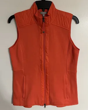 T By Talbots Orange Puffer Vest Full Zip Size Small Petite New With Tags‎ thumbnail 1