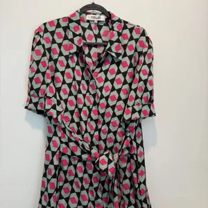 DVF Silk Kendyl Maxi Dress Hexagon Print Size XL Geometric thumbnail 3