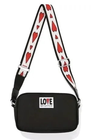 Brighton Love Essentials Crossbody Bag Purse Black Hearts NWT Casual thumbnail 1