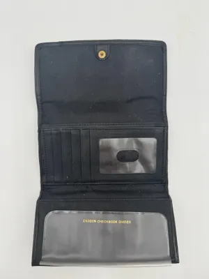 Vintage Rolfs Genuine Leather Checkbook Wallet Black Trifold Organizer USA thumbnail 4