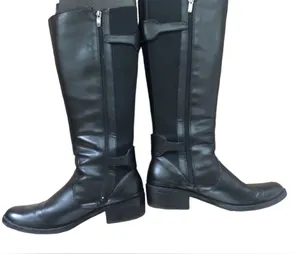 Anne Klein Faux Leather Tall Knee Boots 8.5 Side Zip Stretch Calf 1.5” Heel thumbnail 4