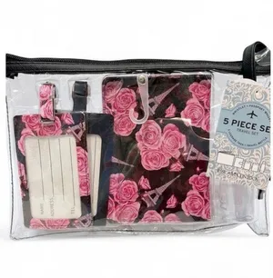 NWT Paris Eiffel Tower Passport Case & Luggage Tag Set thumbnail 1