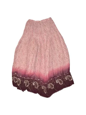 Soft Surroundings skirt Boho Tan Red Embroidered Sequins Peasant Flowy Maxi M thumbnail 2