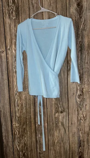 Shein Blue Wrap Sweater thumbnail 1