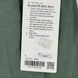 lululemon Scuba High-Rise Mini Skirt Grey Eucalyptus Green LW8ALSS Size L‎ NEW thumbnail 2