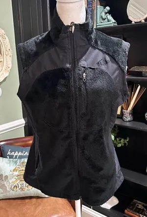 Eastern Mountain Sports Black Fuzzy Zip‑Front Vest – Size Medium thumbnail 1