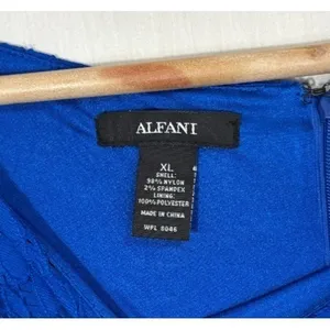 Alfani‎ Fit & Flare Dress Blue Floral Lace Belted Cocktail Party Wedding Work XL thumbnail 8