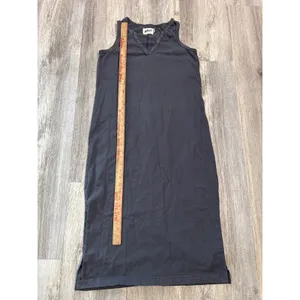 Pact Organic Cotton Sleeveless Notched V-Neck Midi Shift Dress Gray Small thumbnail 6