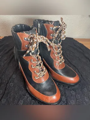 Antonio Melani Penn Platform Combat Boots Black Brown Leather Lug Sole Size 8M thumbnail 3