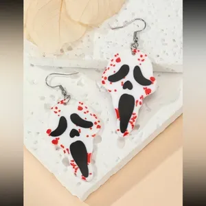 Boutique Ghost-face Scream Halloween Earrings nwt thumbnail 2