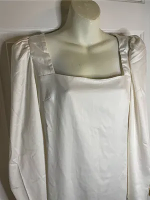 Danielle Bernstein White Square Neck Long Sleeve Mini Dress Size Large thumbnail 4