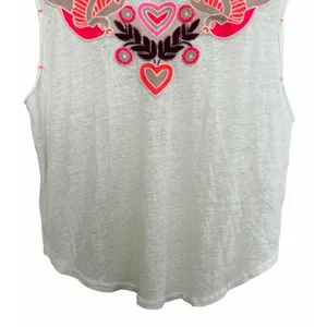 Free People Love Birds Tee Embroidered Lace-Back Muscle White Women's Size S/M thumbnail 5