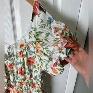 Farm Rio Off-White Bloom Garden Euroflax Premium Linen Mini Dress L thumbnail 6