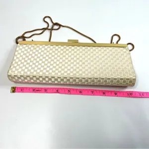Lord & Taylor Cream Weave Purse Clutch thumbnail 7