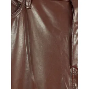 Abercrombie & Fitch 90s Straight Ultra High Rise Vegan Leather Pants Brown 33 thumbnail 3