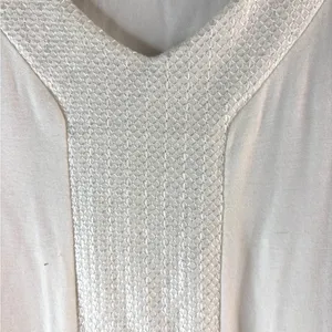 Adrianna Papell L Asymmetrical Textured Trim Women's Top in White thumbnail 2