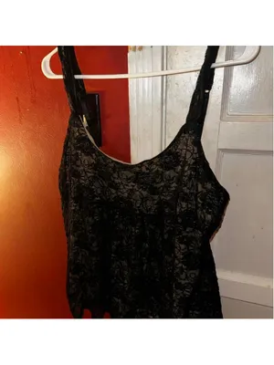 90s Vintage NY&Co Black Floral Lace Overlay Cami Top Nude Lining Grunge Coquette thumbnail 2
