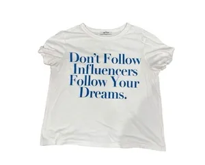 Zara graphic baby blue letter boxy cropped top tee women's medium influencer thumbnail 1