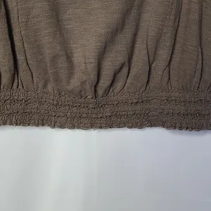 Free People slub embellished green gray crop top blouse sz Small thumbnail 6