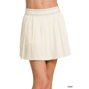Zenana Woven High Waist Knife-Pleat Mini Skirt Lined Inner Pants - Small thumbnail 10