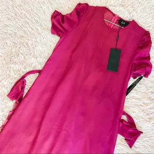 NEW Goldie London Tula Sheer Short Sleeve Maxi Dress in Purple Small thumbnail 3