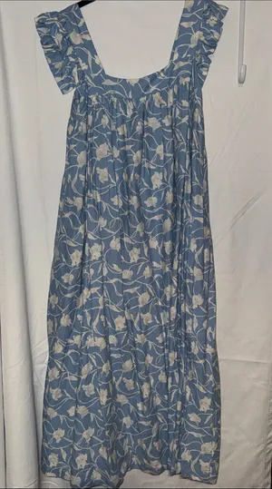 a new day Blue Floral Ruffle-Shoulder Midi Dress thumbnail 1