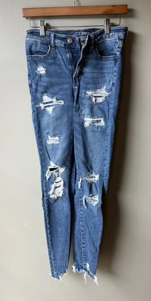 American Eagle Hi-Rise Jegging Distressed Skinny Jeans Size 4 Regular thumbnail 1