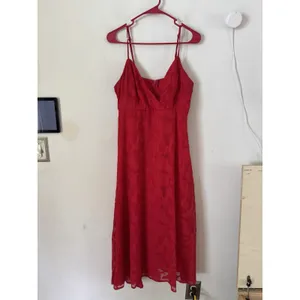 Lulus Perfectly Picturesque Red Floral Burnout Surplice Midi Dress Size Large thumbnail 10