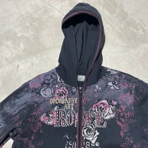 Women's Y2K Vanilla Sugar Grunge Style Full Zip Black Hoodie Size M Goth Emo thumbnail 2