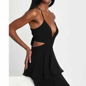 Lulus Tier and Now Black Tie-Back Tiered Maxi Dress Size Small thumbnail 10