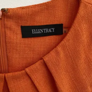 Ellen Tracy Orange Linen Blend Sleeveless Fit & Flare Dress Size‎ 2 thumbnail 4