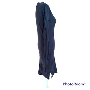 Pact Ribbed Long Sleeve Organic Cotton Midi Dress Navy Small thumbnail 2