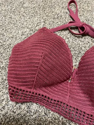 Shade & Shore Pink Crochet Corset Bikini Top thumbnail 4
