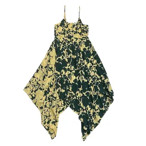Sundance Soliloquies Dress M Citron Yellow Green Floral Asymmetrical Boho Resort thumbnail 2