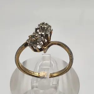 Vintage Joseph Esposito 14K HGE & Clear Rhinestone Cocktail Ring (6.75) thumbnail 2