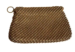 Vintage Whiting & Davis Gold Metal Mesh Dot Change Purse thumbnail 1