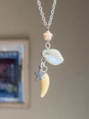 Handmade unique fairy funky Czechs glass beads mix necklace💚🌿 thumbnail 1