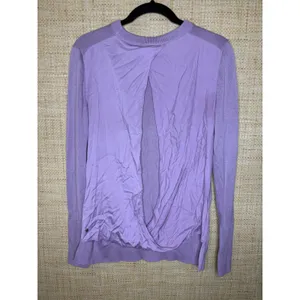 Lululemon Still at Ease Lavender Purple Open Back Knit Sweater Long Sleeve thumbnail 5