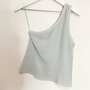 American‎ Eagle Top Size Large Blue Ribbed One Shoulder Asymmetric Garden Party thumbnail 2