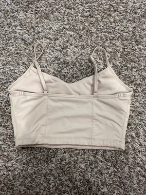 OFFLINE by Aerie faux leather crop top beige thumbnail 3