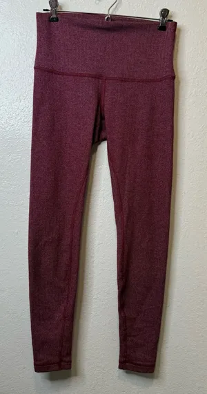 Lululemon Wunder Under High Rise Burgundy Herringbone Leggings Size 8 Activewear thumbnail 1